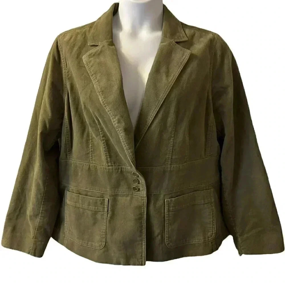 Jones New York Olive Green Corduroy Blazer